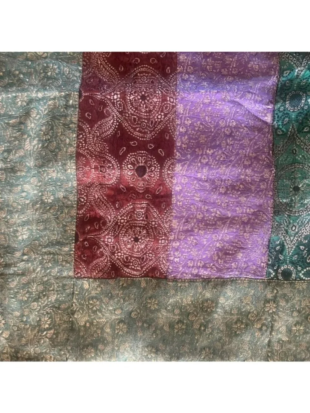 2 Vintage Sari Pillowcases Multicolored Jewel Tones Bohemian Bloomingdales India